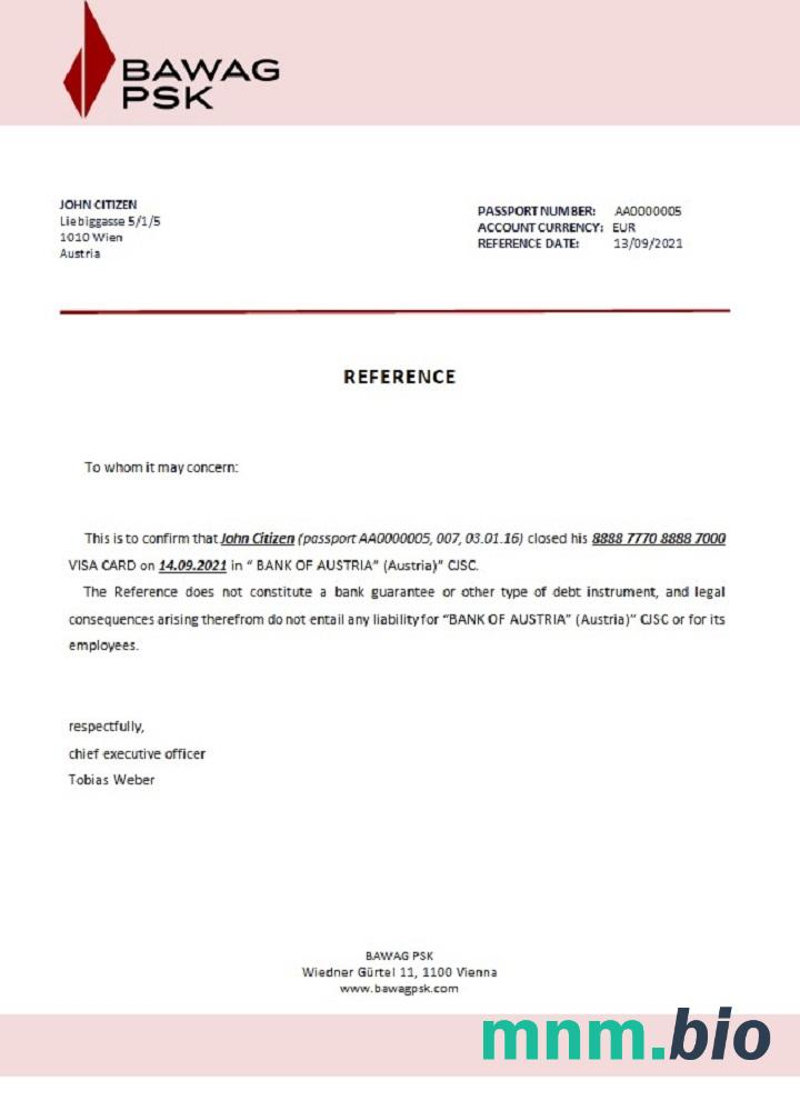 Austria BAWAG PSK przykład zamknięcia odniesienia w formatach Word i PDF